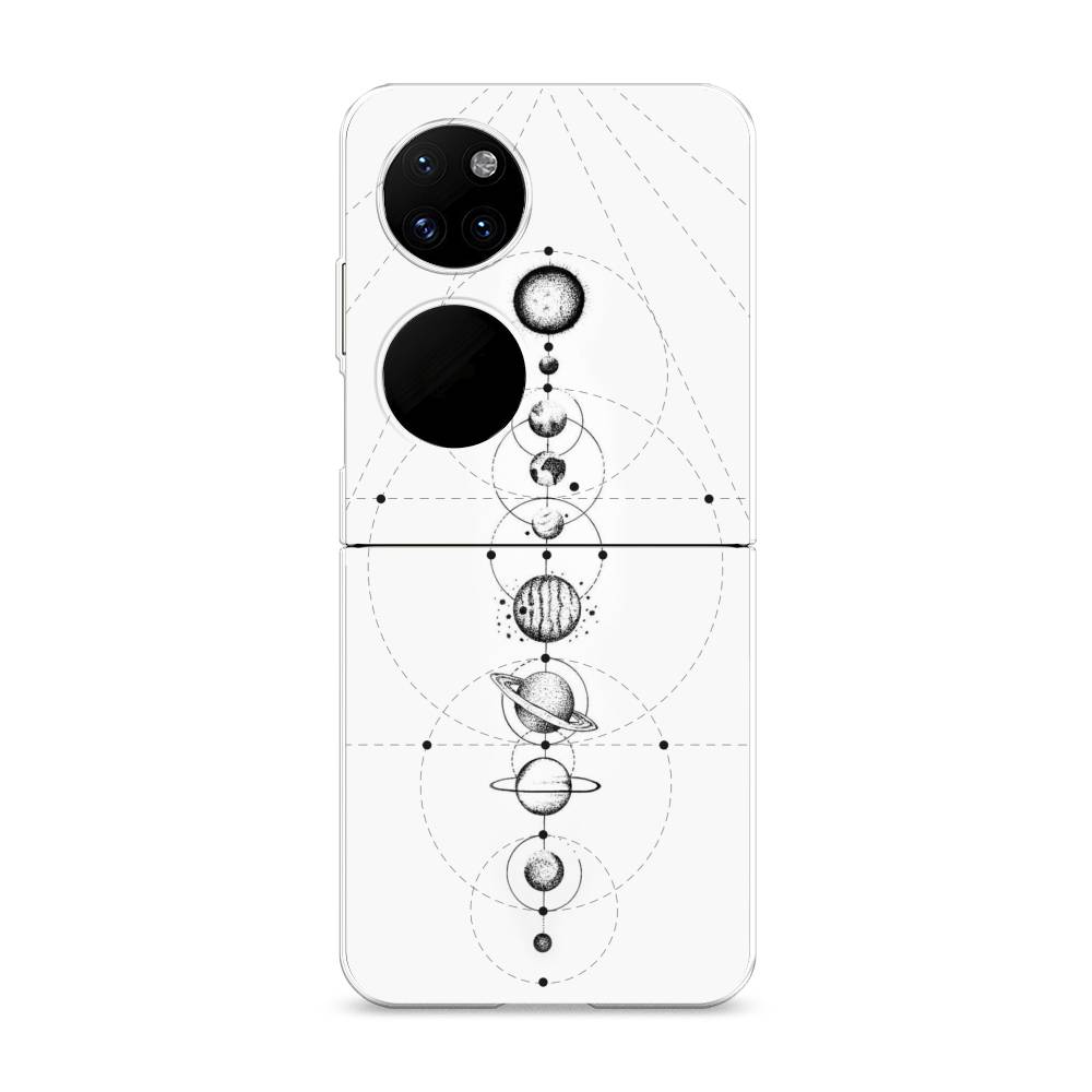 

Чехол на Huawei P50 Pocket "Парад планет", Серый, 6107450-2