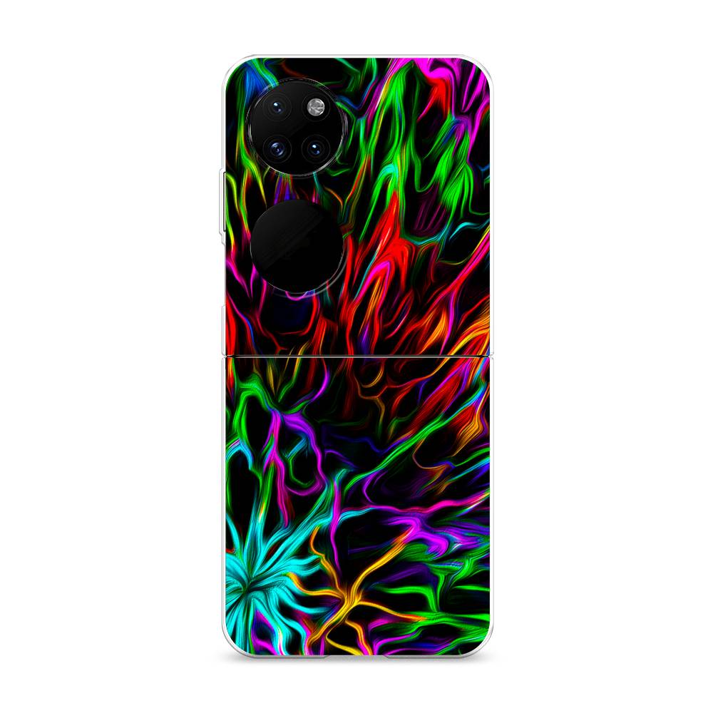 

Чехол на Huawei P50 Pocket "Разноцветные разводы", Голубой;зеленый;оранжевый, 6107450-3