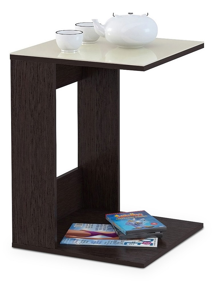 фото Журнальный столик мебелик beautystyle 3 1058 45х45х61,5 см, венге/стекло бежевое