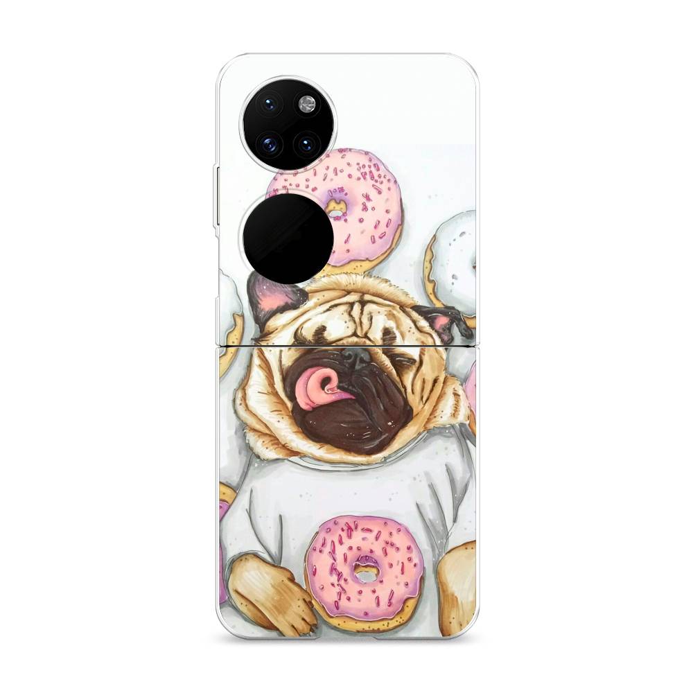 

Чехол на Huawei P50 Pocket "Счастливый мопс", Розовый;бежевый;коричневый, 6107450-1