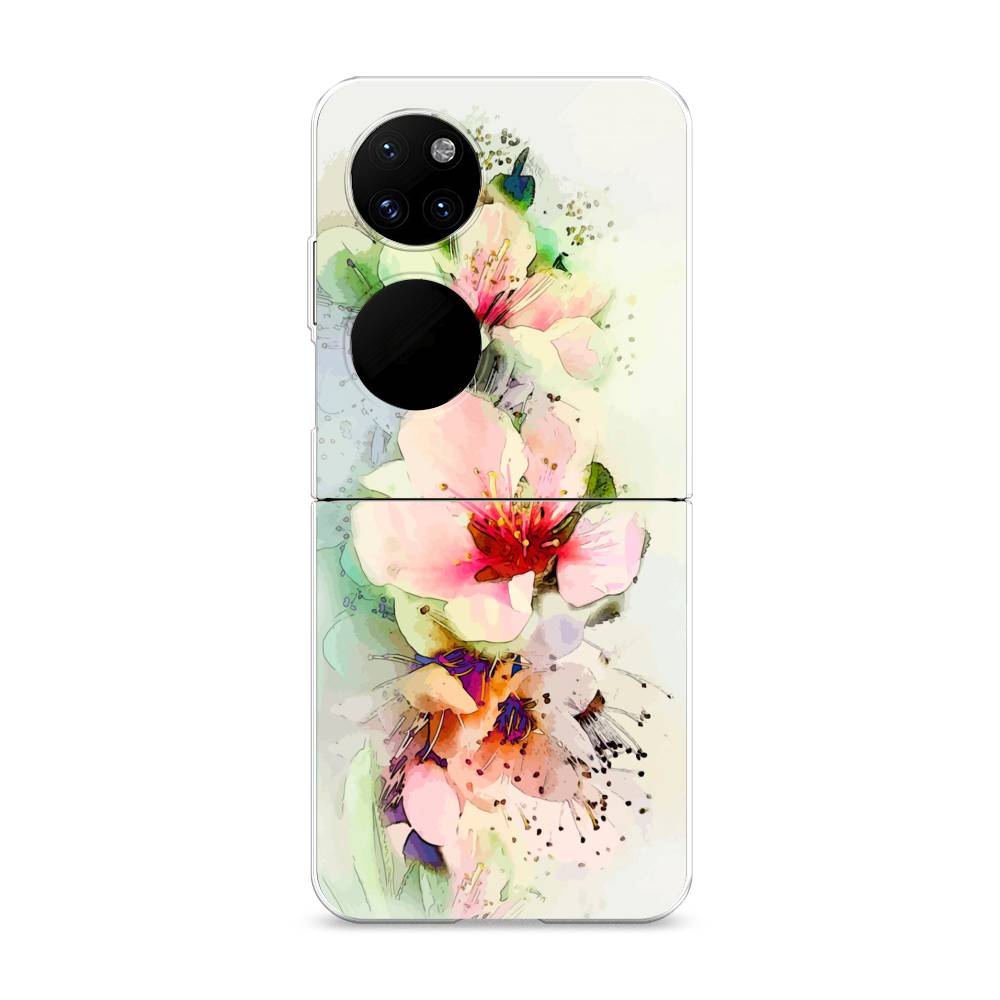 

Чехол на Huawei P50 Pocket "Нежные цветы", Зеленый;розовый, 6107450-2