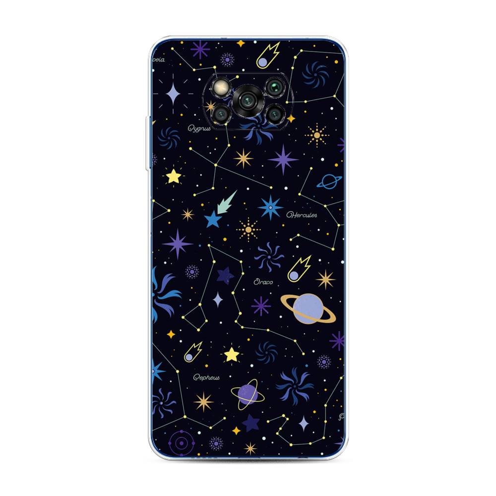 

Чехол на Poco X3/Poco X3 Pro "Цветной космос", Желтый, 39250-2