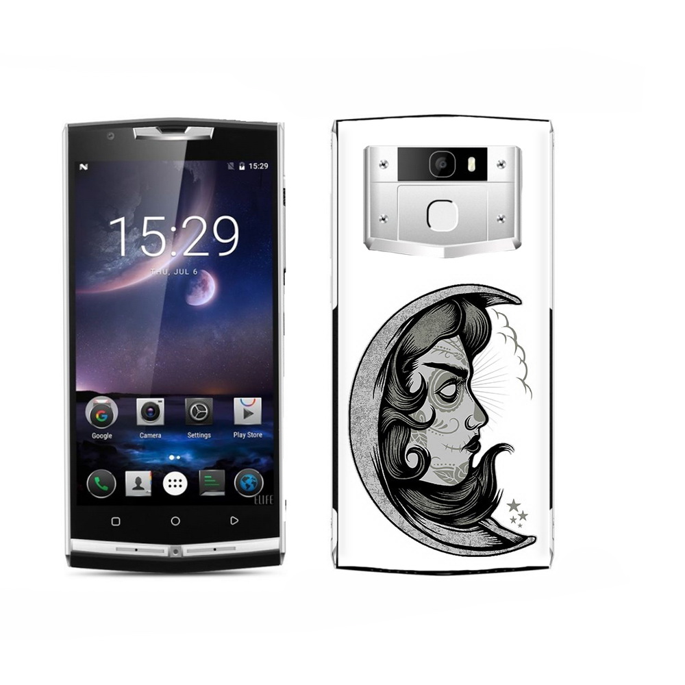 

Чехол MyPads Tocco для Oukitel K15 Plus черно белая луна с лицом, Прозрачный, Tocco