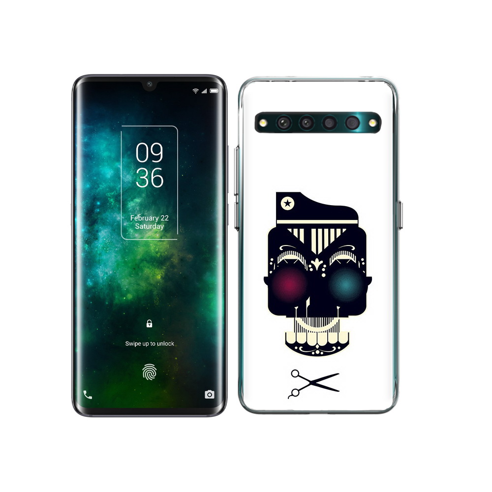 

Чехол MyPads Tocco для TCL 10 Pro черно белый скелет с яркими глазами, Прозрачный, Tocco