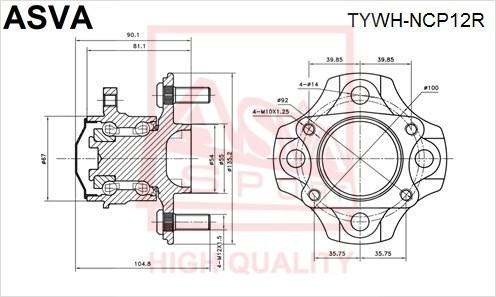 

Ступица колеса ASVA TYWH-NCP12R
