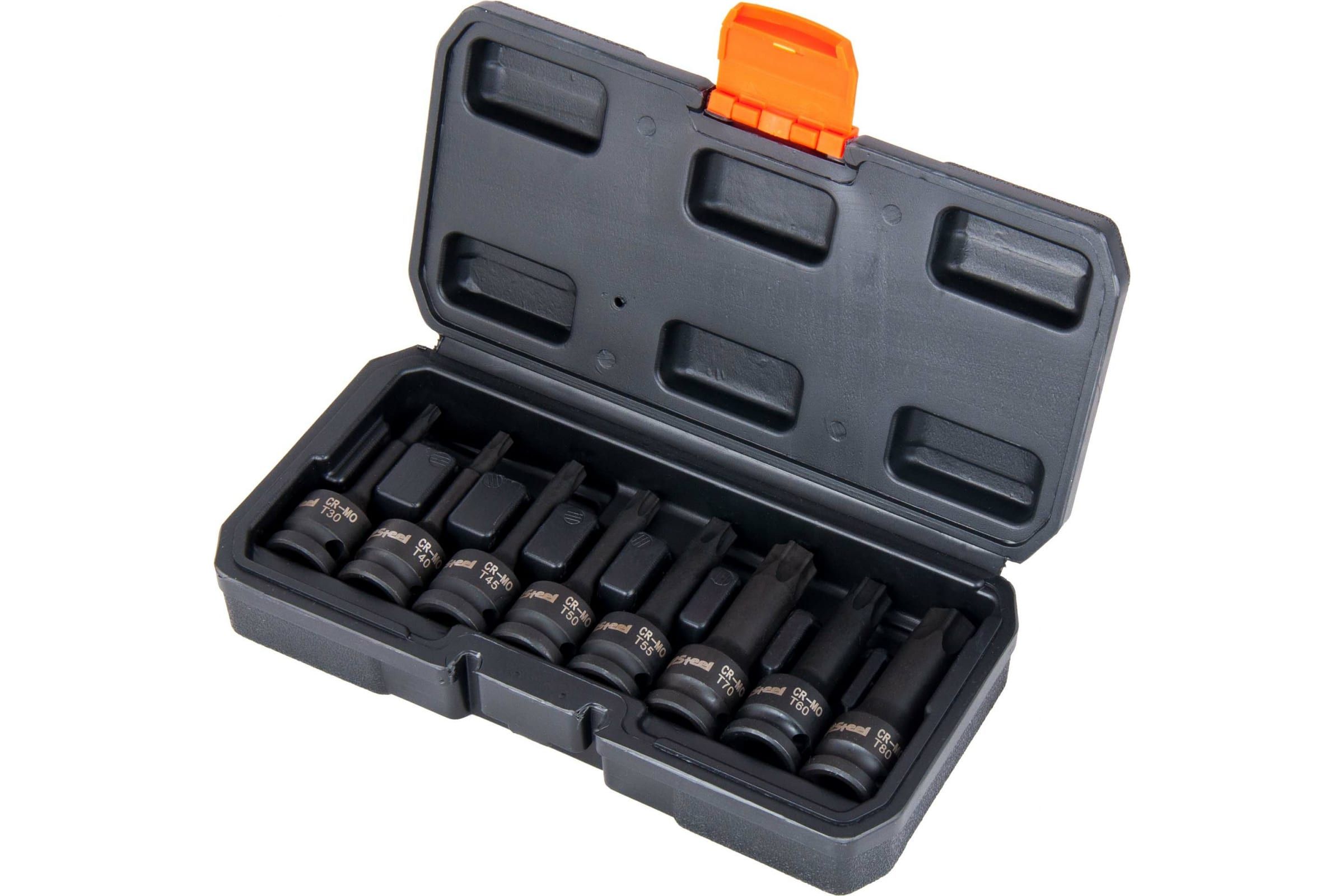 

Торц. головки удар. HOEGERT Torx 8 шт: T30, T40, T45, T50, T55, T60, T70, T80, 1/2", CrMo