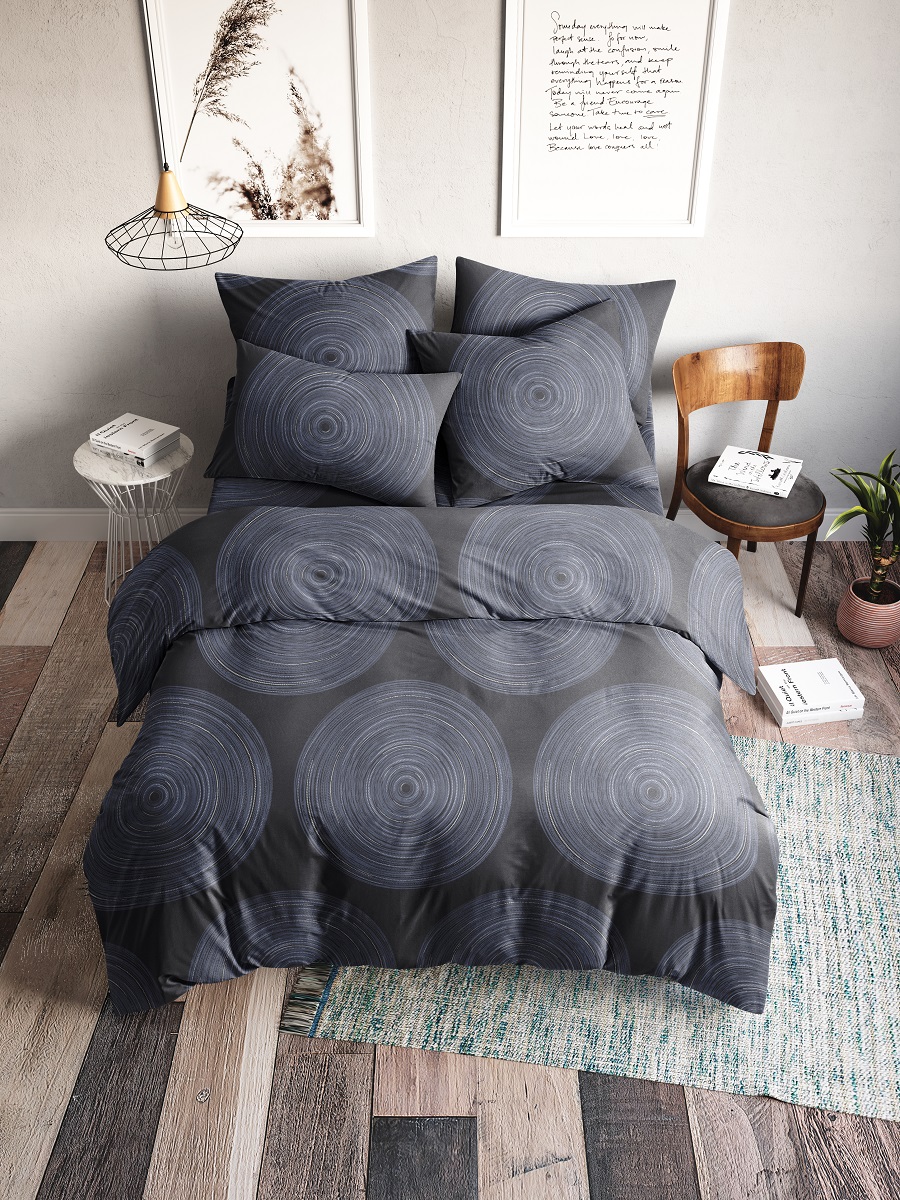 

Постельное Белье Ночь Нежна "Инфинити" 9850-2 Поплин+серебро 2 сп. с европрост. (70х70)