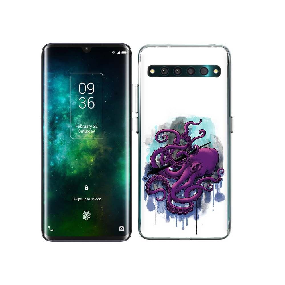 

Чехол MyPads Tocco для TCL 10 Pro фиолетовый осьминог, Прозрачный, Tocco