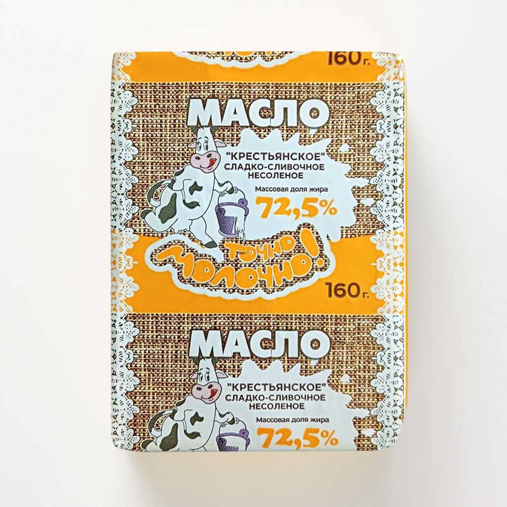 

Масло сладко-сливочное Точно молочно! Крестьянское, несоленое, 72,5%, 160 г