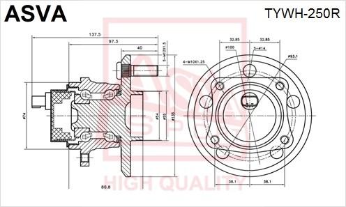 

Ступица колеса ASVA TYWH-250R