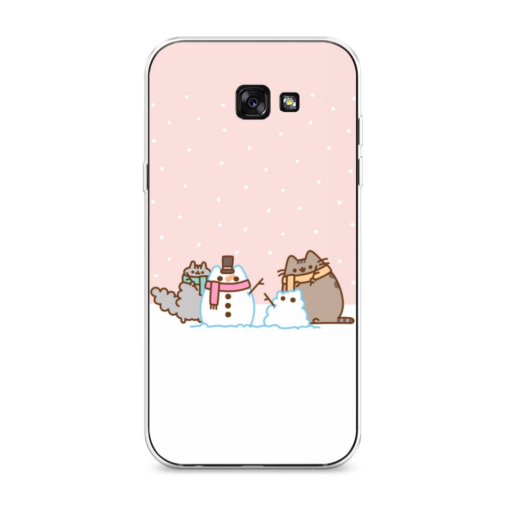 

Чехол на Samsung Galaxy A7 2017 "Котики в снегу", Розовый;белый;серый, 20950-5