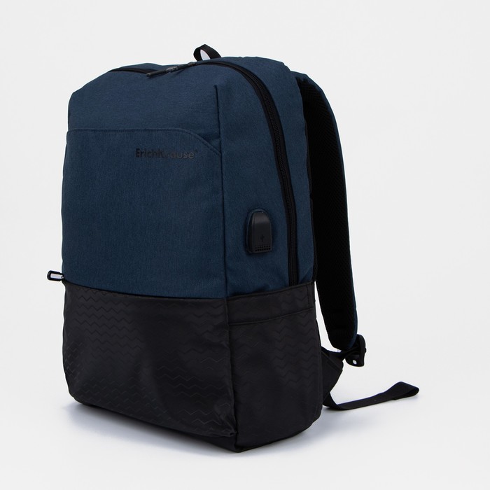 Рюкзак на молнии, наружный карман, разъем USB, цвет синий разъем плоский duwi рпим 1 5x2 5 мм2 мама синий 10 шт