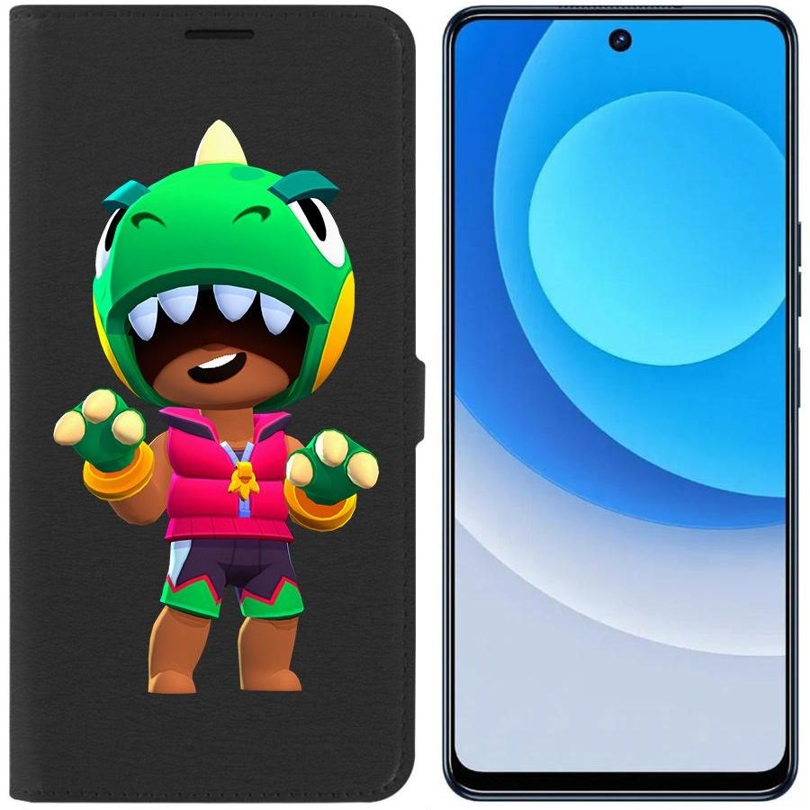 

Чехол-книжка Eco для Tecno Camon 19 Brawl Stars-Дино Леон (черный)