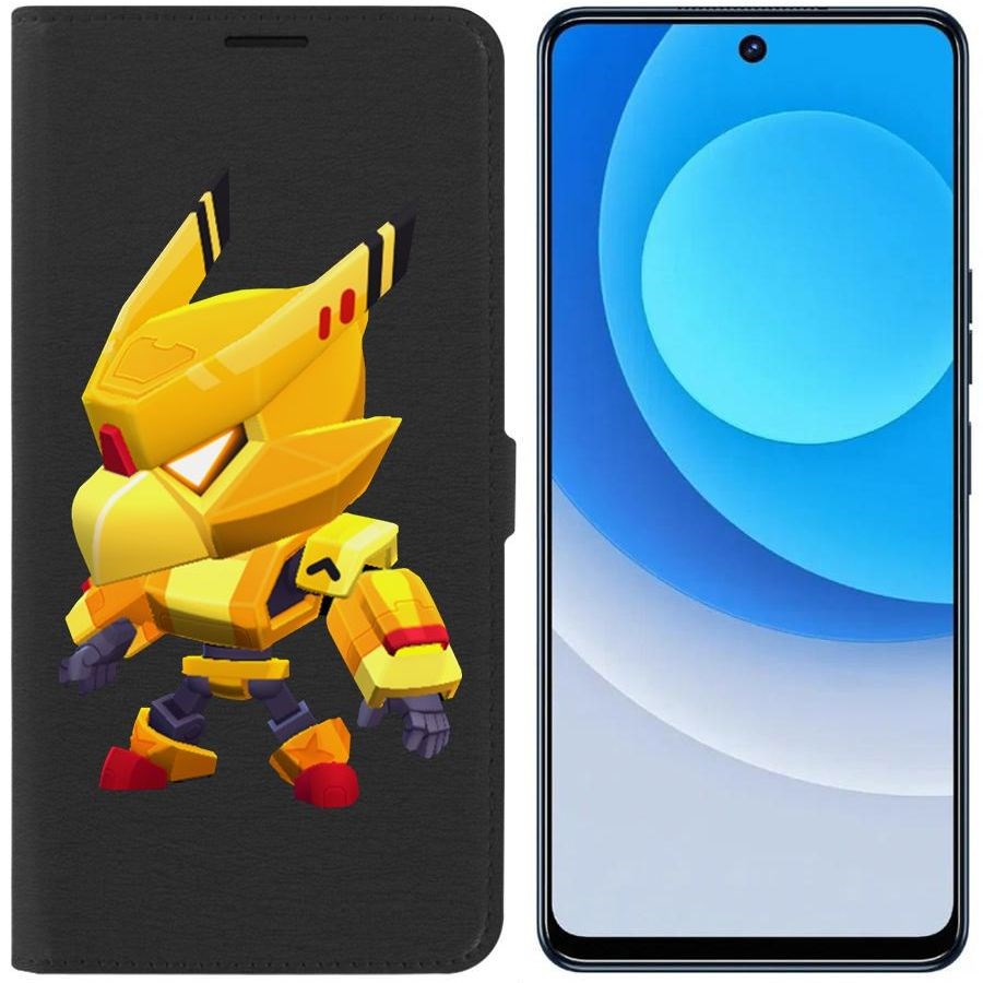 

Чехол-книжка Eco для Tecno Camon 19 Brawl Stars-Ворон Золотой Меха (черный)