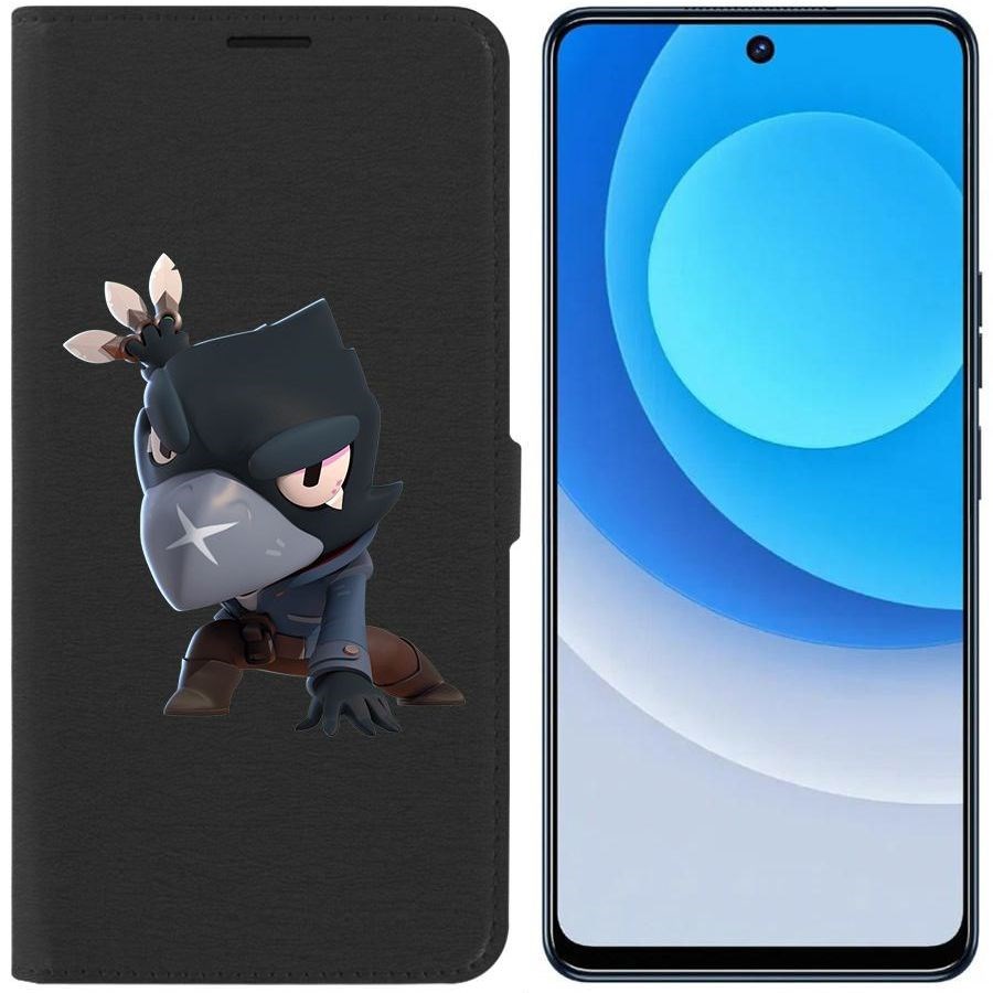 

Чехол-книжка Eco для Tecno Camon 19 Brawl Stars-Ворон (черный)