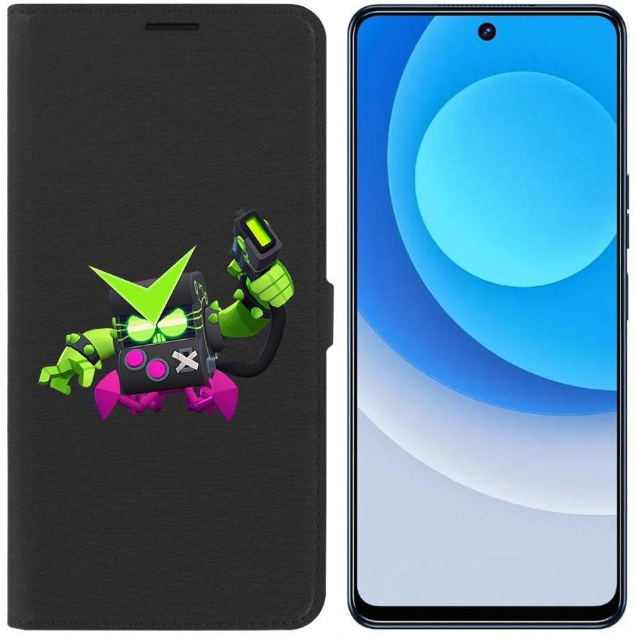 

Чехол-книжка Eco для Tecno Camon 19 Brawl Stars-Вирус 8-БИТ (черный)