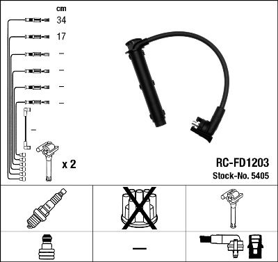 

RC-FD1203 к-кт проводов Ford Galaxy/Scorpio/Escort/Transit 2.0/2.3i 16V 91>