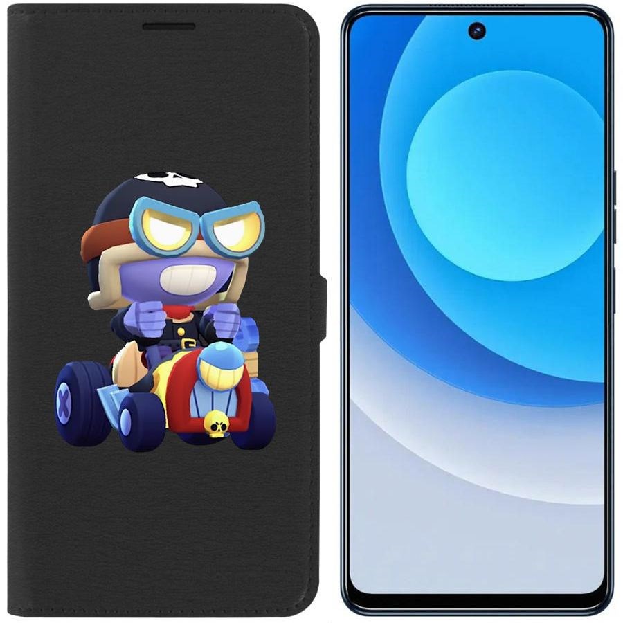 

Чехол-книжка Eco для Tecno Camon 19 Brawl Stars-Безумный Карл (черный)