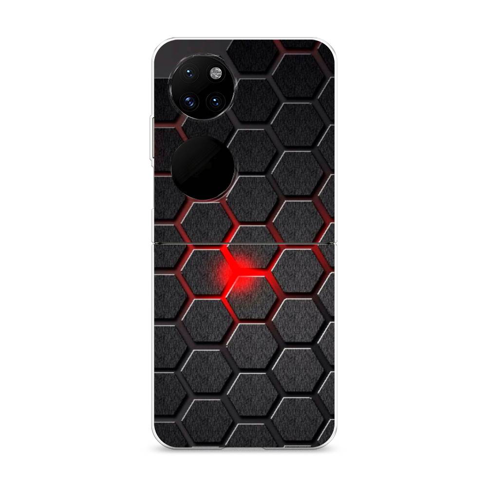 

Чехол на Huawei P50 Pocket "Соты красные", Красный;черный;серый, 6107450-3