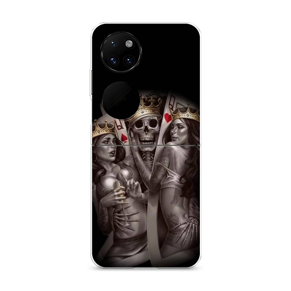

Чехол на Huawei P50 Pocket "Карты король и королевы", Серый;желтый, 6107450-6