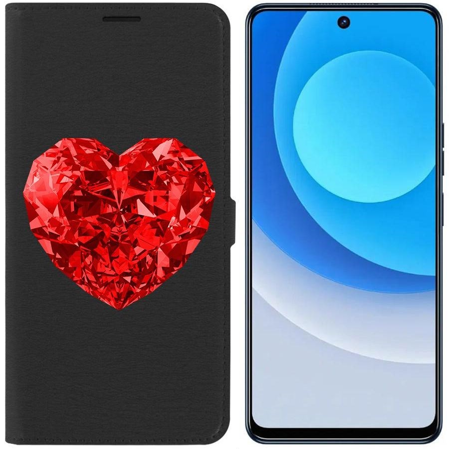 

Чехол-книжка Eco для Tecno Camon 19 Рубиновое сердце (черный)