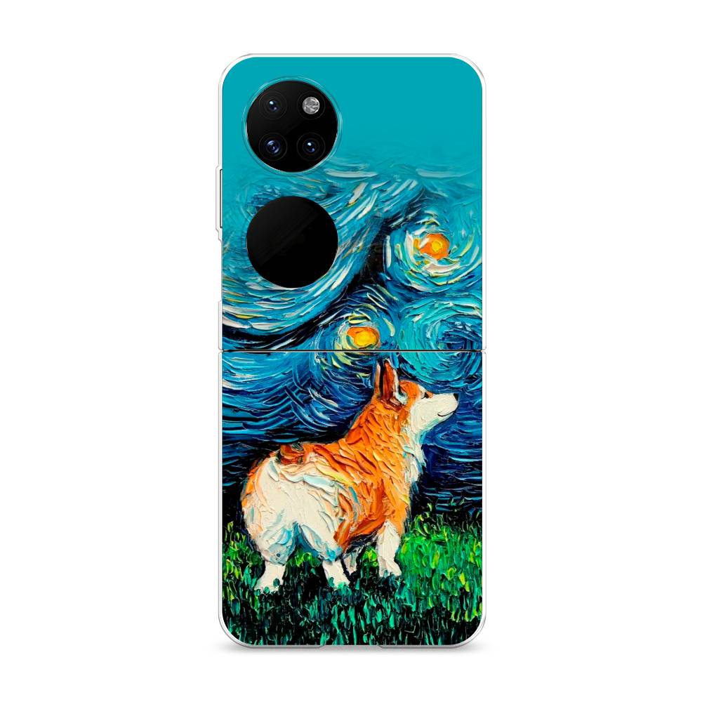 

Чехол на Huawei P50 Pocket "Корги звёздная ночь", Коричневый;белый;зеленый, 6107450-1