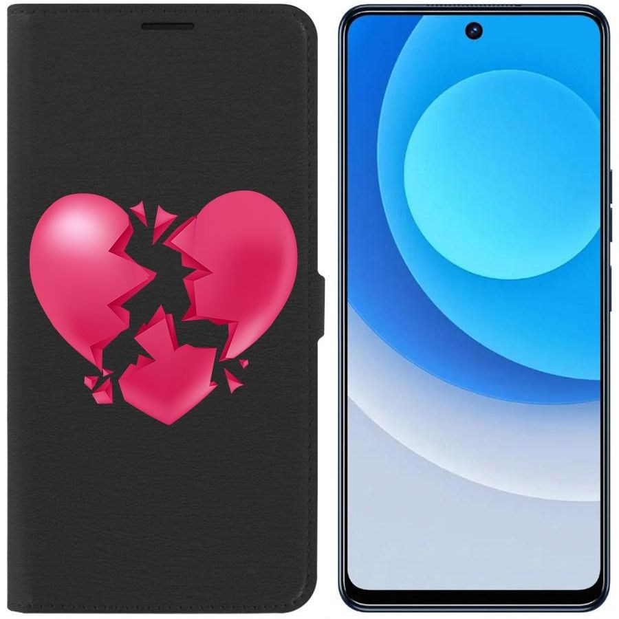 

Чехол-книжка Eco для Tecno Camon 19 Разбитое сердце (черный)