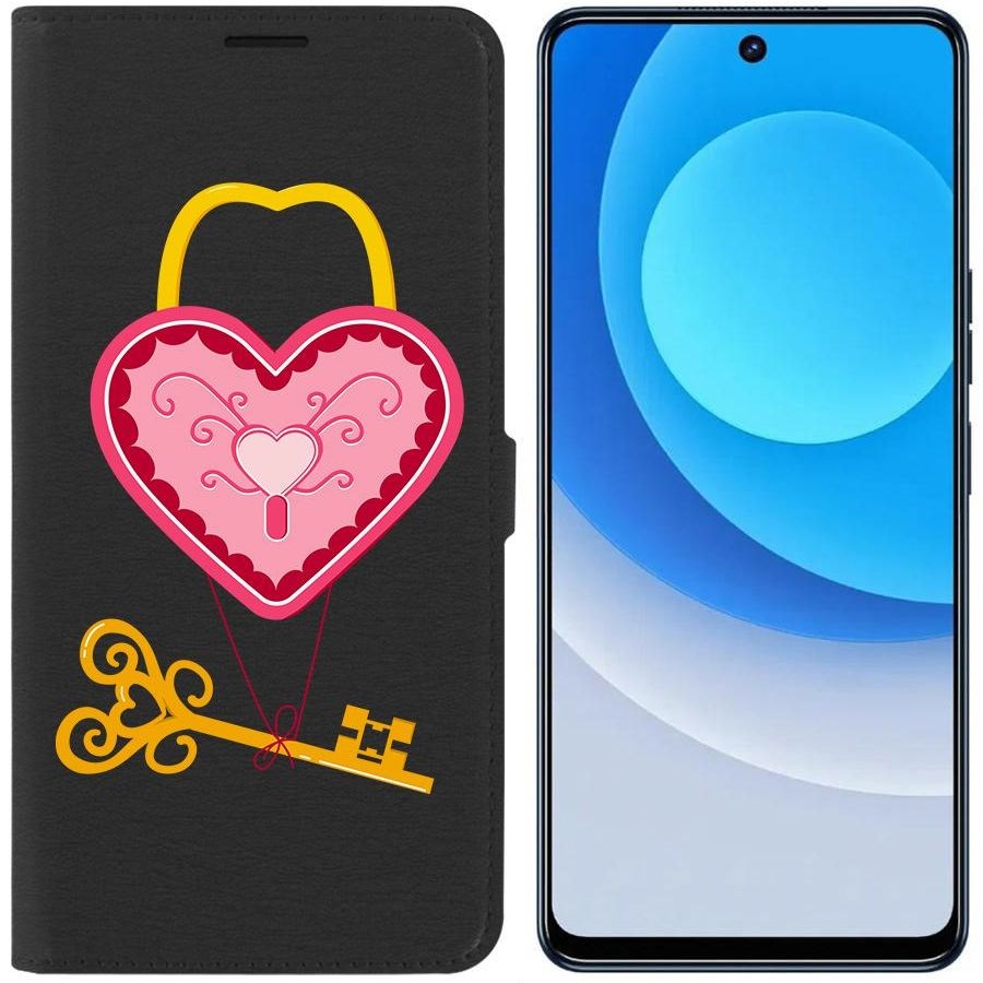 

Чехол-книжка Eco для Tecno Camon 19 Ключ от сердца (черный)