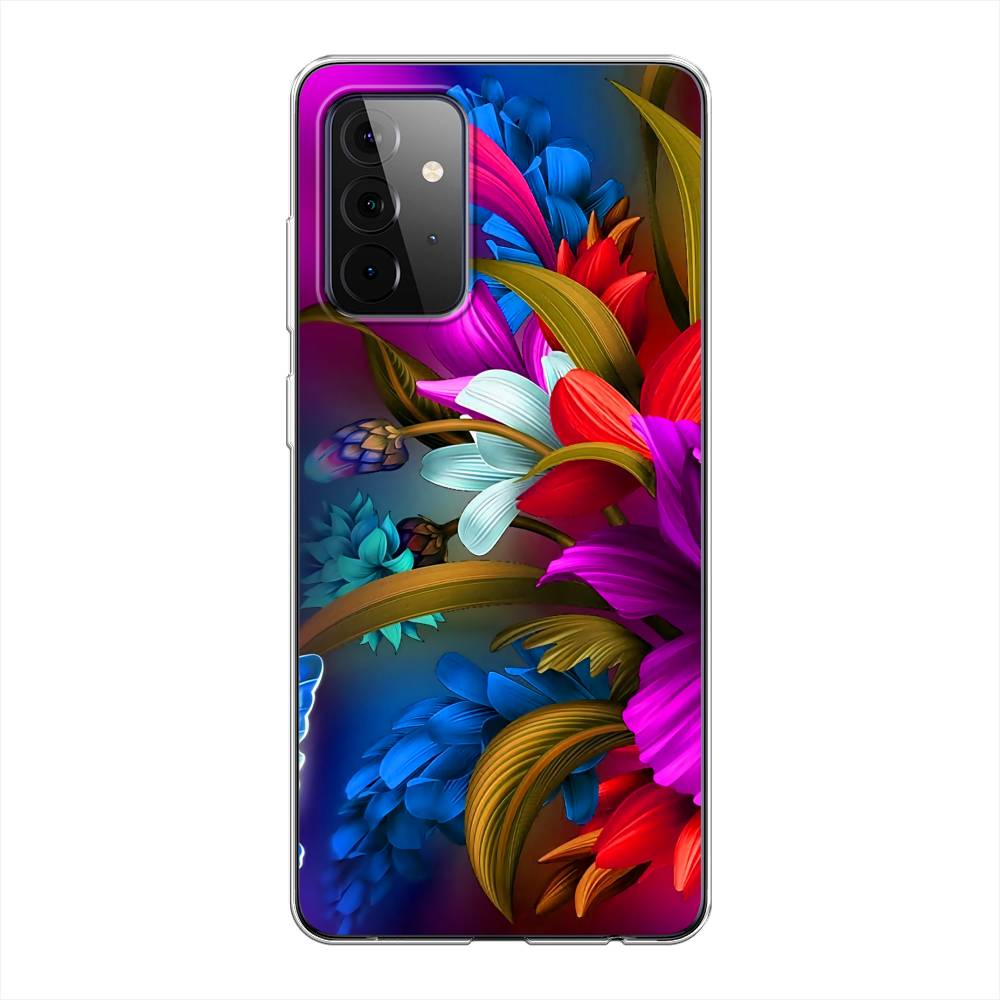 

Чехол на Samsung Galaxy A72 "Фантастические цветы", Фиолетовый;красный;синий, 2101950-2