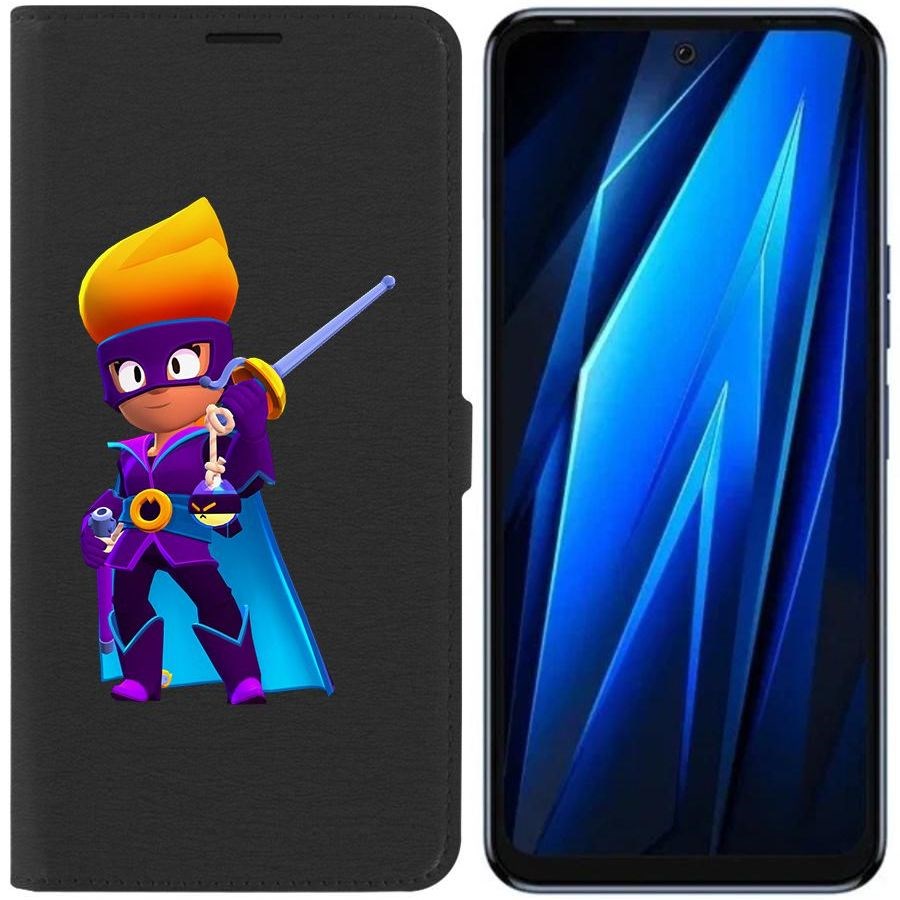 

Чехол-книжка Eco для Tecno Pova 4 Brawl Stars-Амбер де Ла Вега (черный)