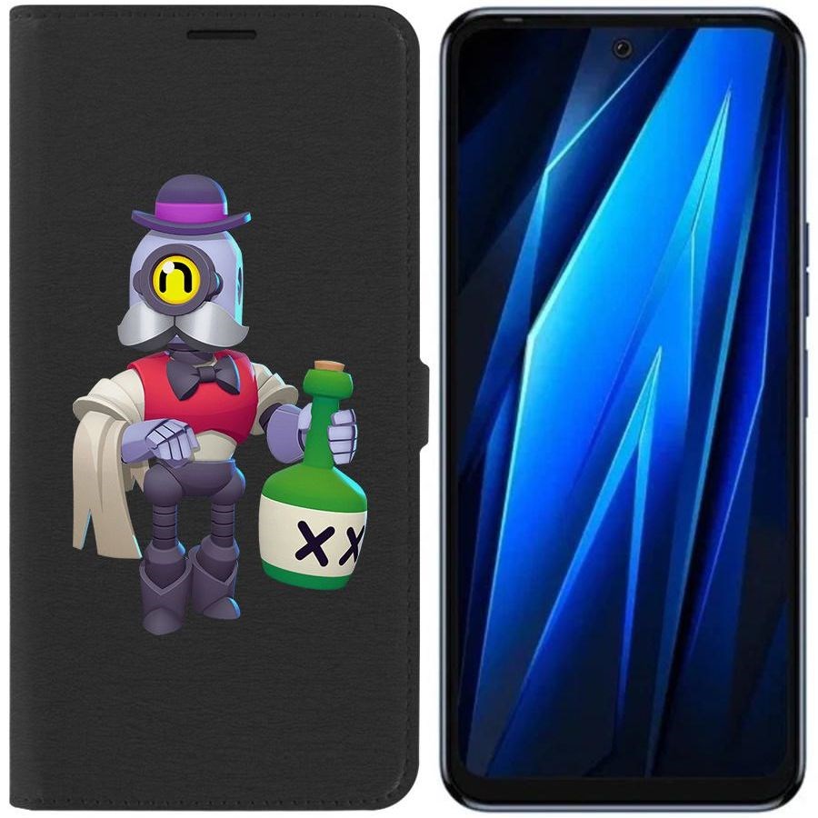 

Чехол-книжка Eco для Tecno Pova 4 Brawl Stars-Барли (черный)