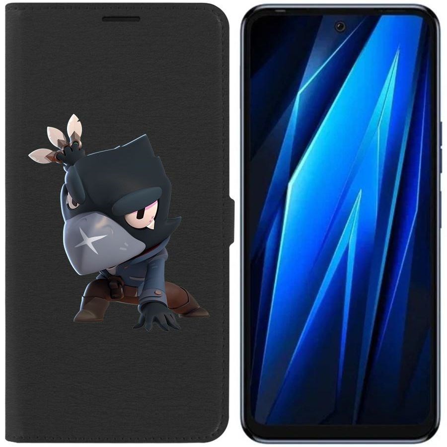 

Чехол-книжка Eco для Tecno Pova 4 Brawl Stars-Ворон (черный)