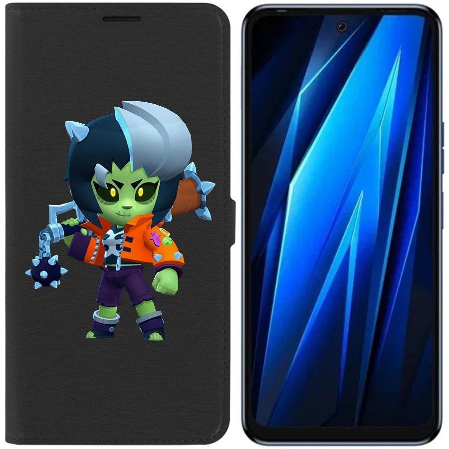 

Чехол-книжка Eco для Tecno Pova 4 Brawl Stars-ЗомБиби (черный)