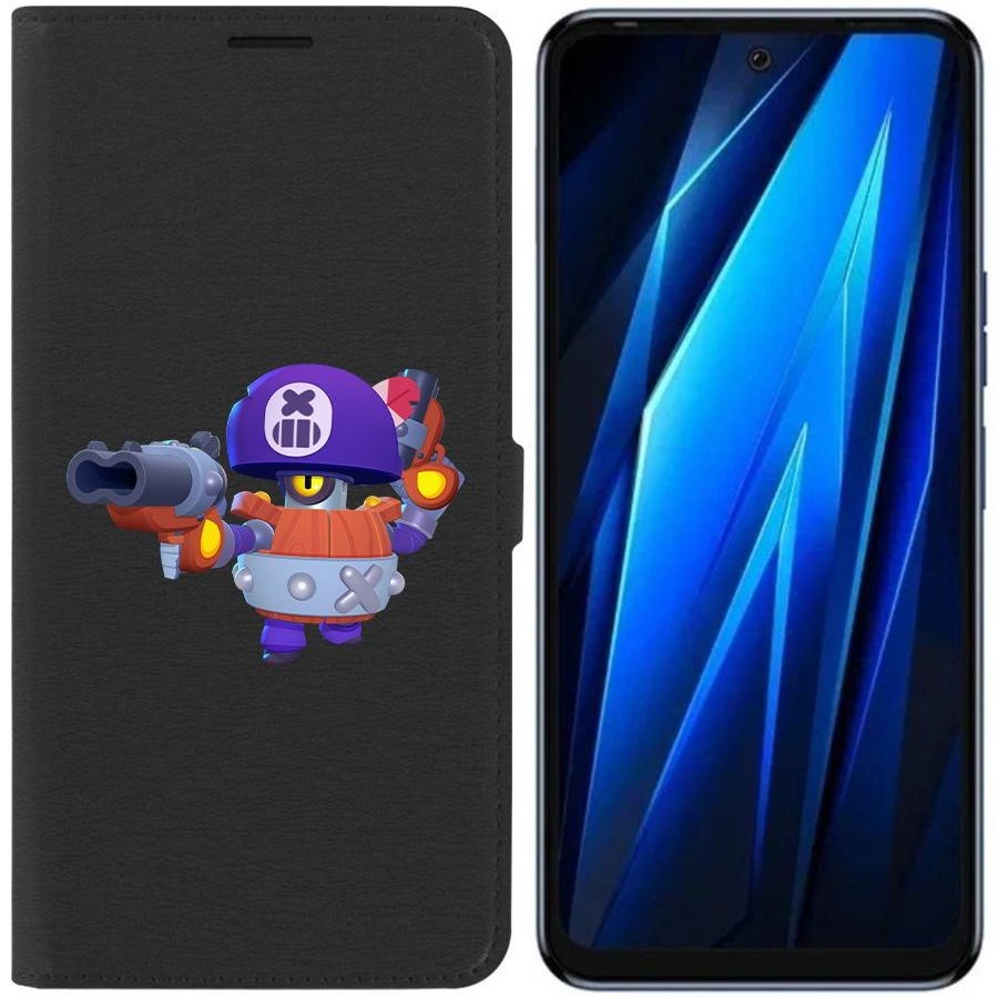 

Чехол-книжка Eco для Tecno Pova 4 Brawl Stars-Дэррил (черный)