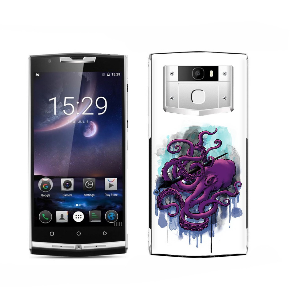 

Чехол MyPads Tocco для Oukitel K15 Plus фиолетовый осьминог, Прозрачный, Tocco
