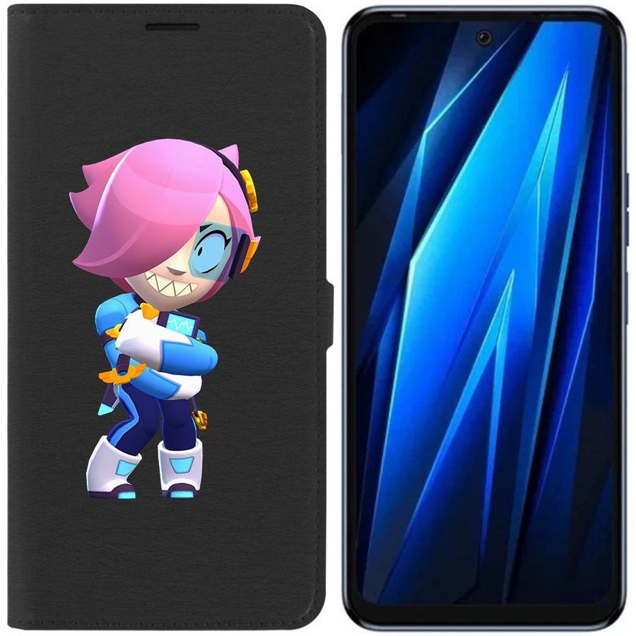 

Чехол-книжка Eco для Tecno Pova 4 Brawl Stars-Колетт Навигатор (черный)