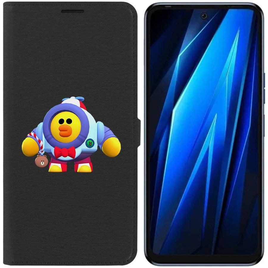 

Чехол-книжка Eco для Tecno Pova 4 Brawl Stars-Нани Салли (черный)