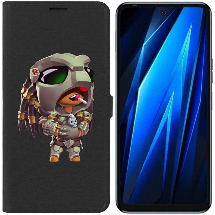 

Чехол-книжка Eco для Tecno Pova 4 Brawl Stars-Леон Хищник (черный)