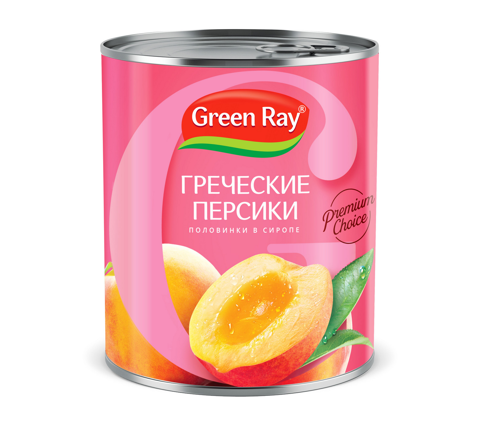 Персики греческие Green Ray половинки, в легком сиропе, 850 г