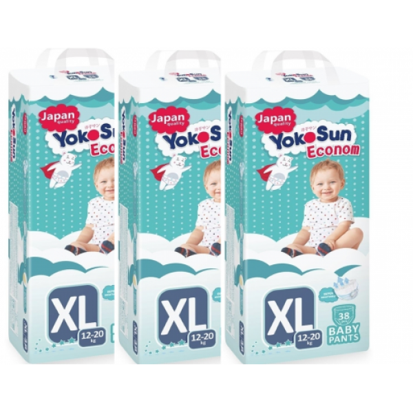 

Набор 3 х Yokosun трусики Econom XL (12-20 кг) 38 шт.