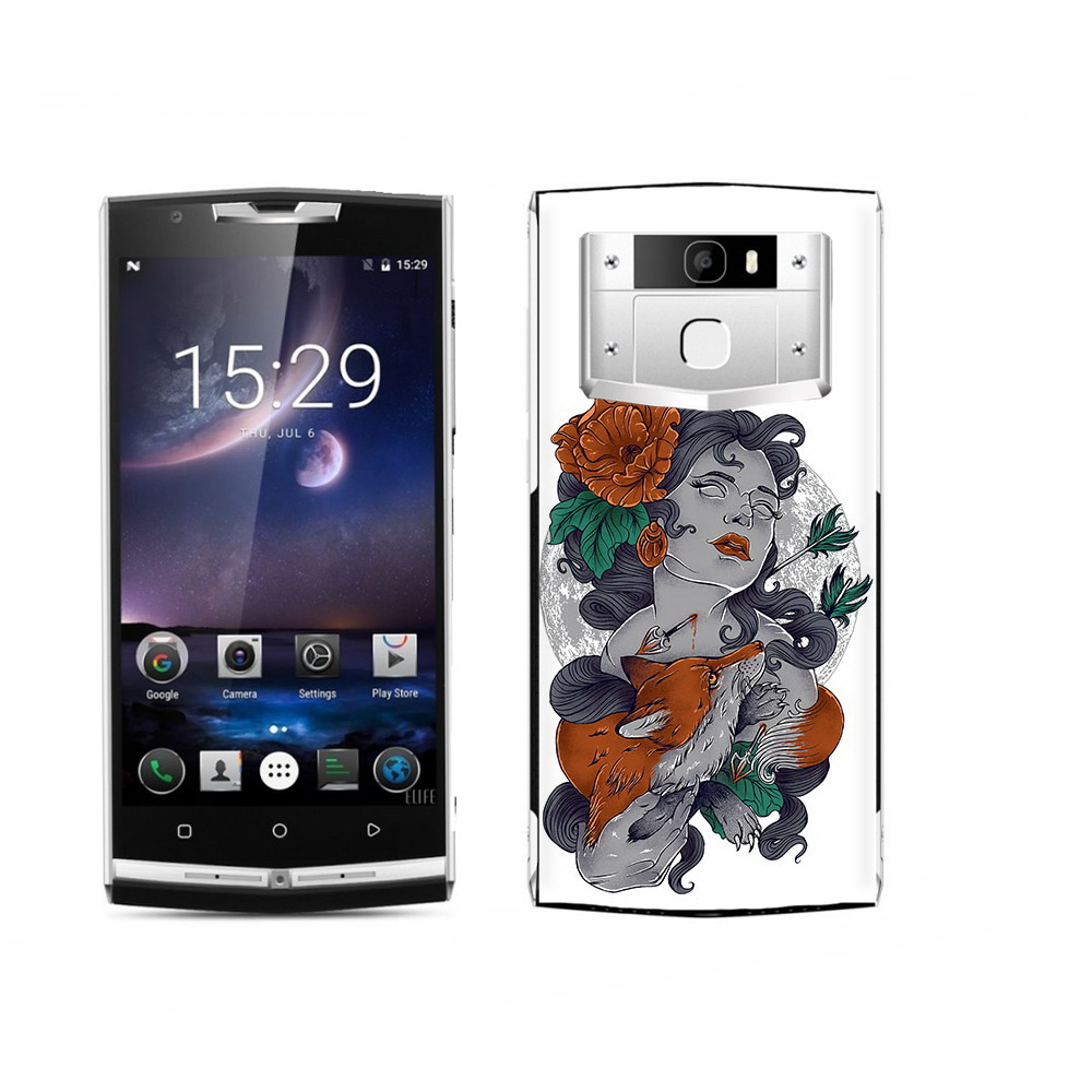 

Чехол MyPads Tocco для Oukitel K15 Plus темная девушка с лисой, Прозрачный, Tocco