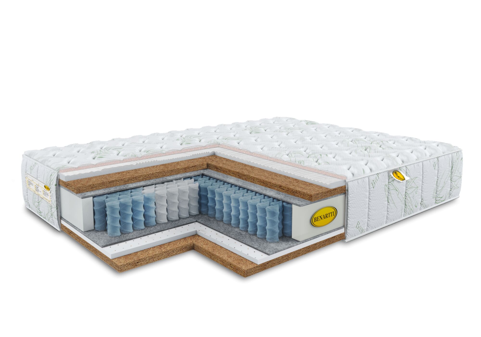 

Матрас Benartti Memory Max Cocos Duo S1200 75x200, Белый, Memory Max Cocos Duo S1200