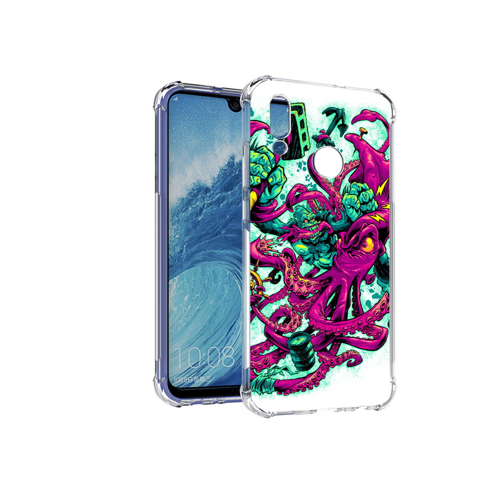 

Чехол MyPads Tocco для Huawei P Smart (2019) фиолетовый кракен, Прозрачный, Tocco