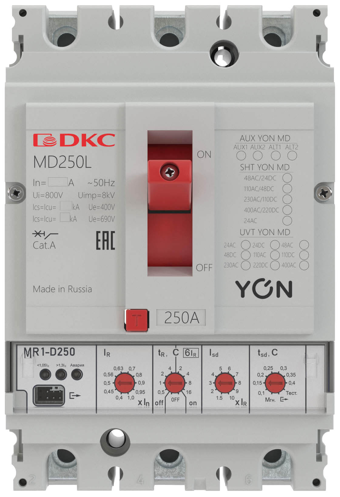 Выкл. автоматический 3п 100А 40кА Ir 0.4…1xIn Isd 1.5…10xIn YON MD100N-MR1 DKC MD100N-MR1