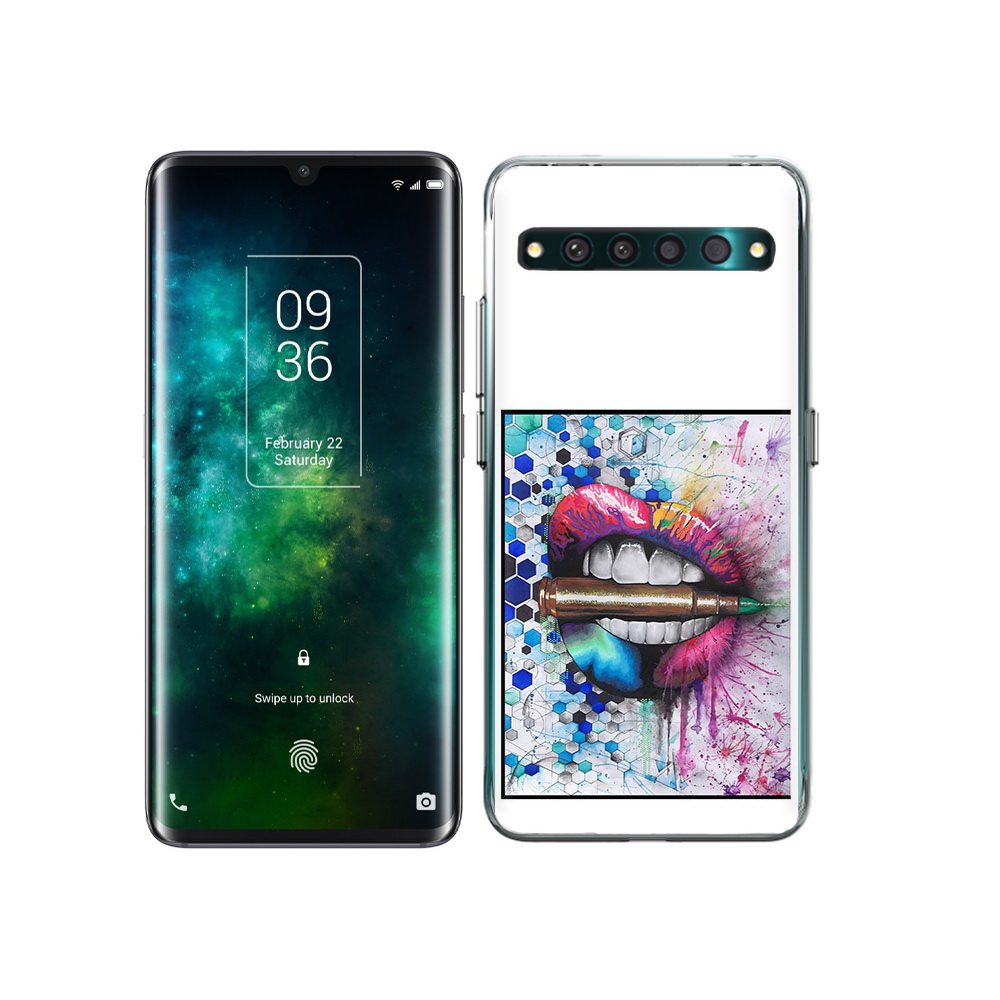 

Чехол MyPads Tocco для TCL 10 Pro разноцветные губы с пулей, Прозрачный, Tocco