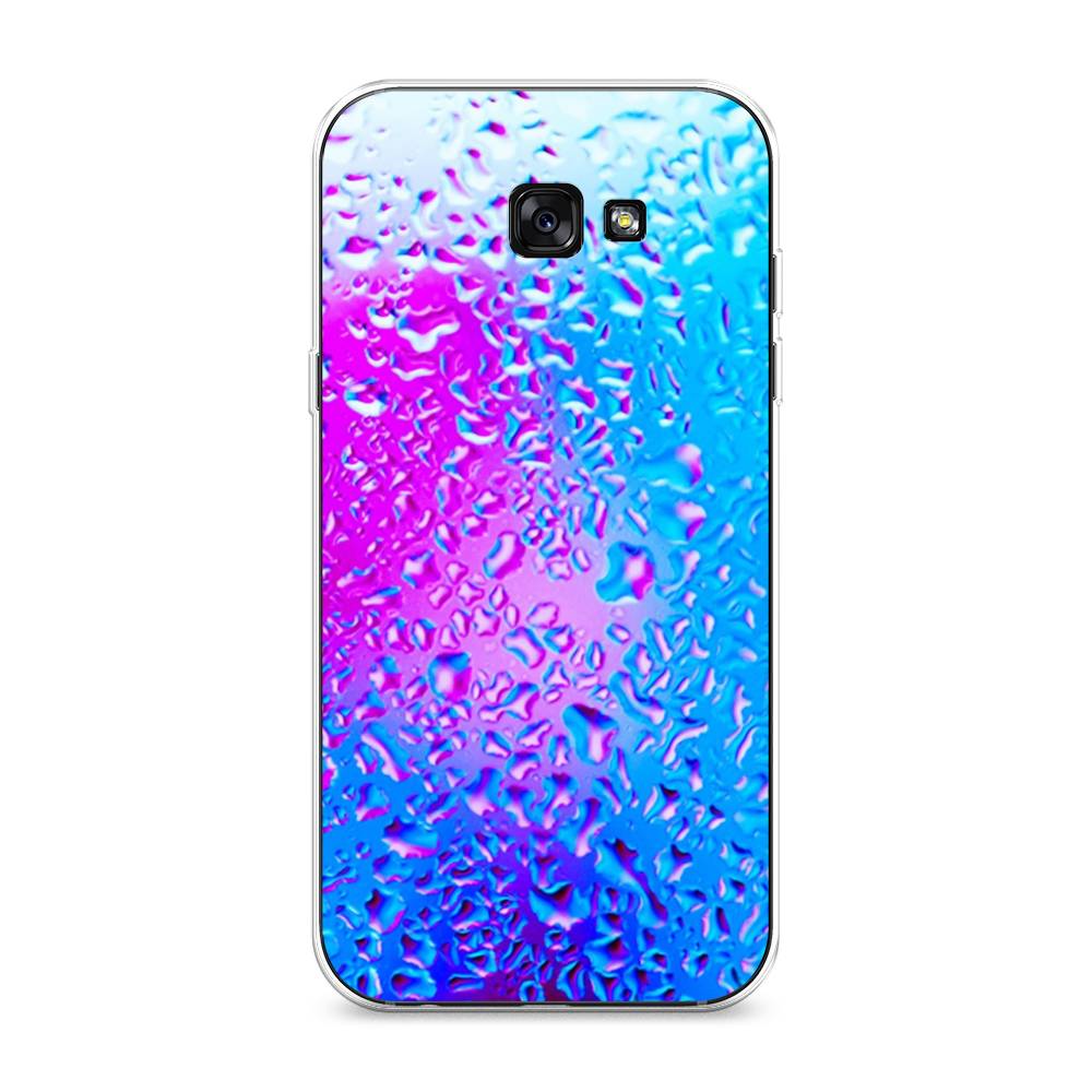 

Чехол на Samsung Galaxy A7 2017 "Капли на стекле", Голубой;розовый, 20950-3