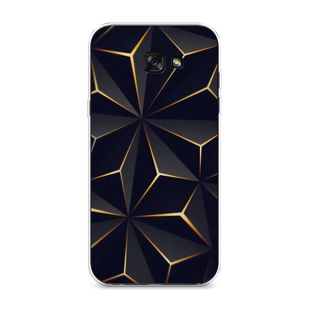 

Чехол на Samsung Galaxy A7 2017 "Черные полигоны", Золотистый;черный, 20950-3