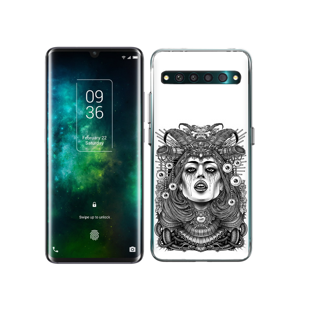 

Чехол MyPads Tocco для TCL 10 Pro портрет девушки черно белый, Прозрачный, Tocco