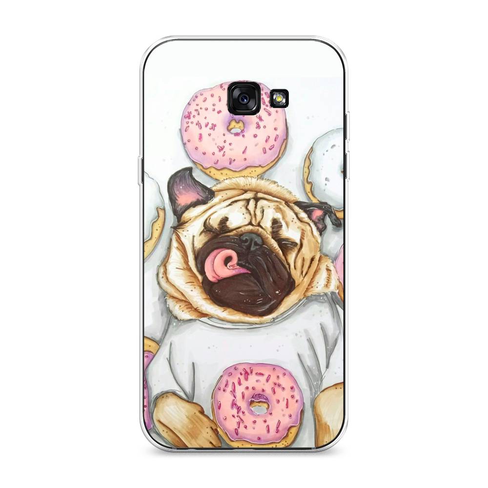 

Чехол на Samsung Galaxy A7 2017 "Счастливый мопс", Розовый;бежевый;коричневый, 20950-1