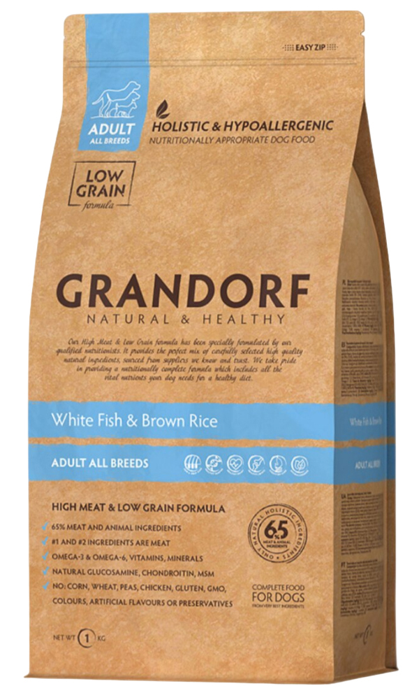 

Сухой корм для собак Grandorf низкозерновой, белая рыба и коричневый рис, 6 шт по 1 кг